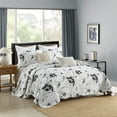 thumbnail image 2 of 3-Piece Polyester Black and White Botanical Floral Quilt Bedspread Set BY222, 2 of 15