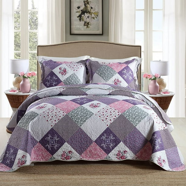 Travan Bedspread Quilt Set 3Piece Lightweight Coverlet Set with Shams
