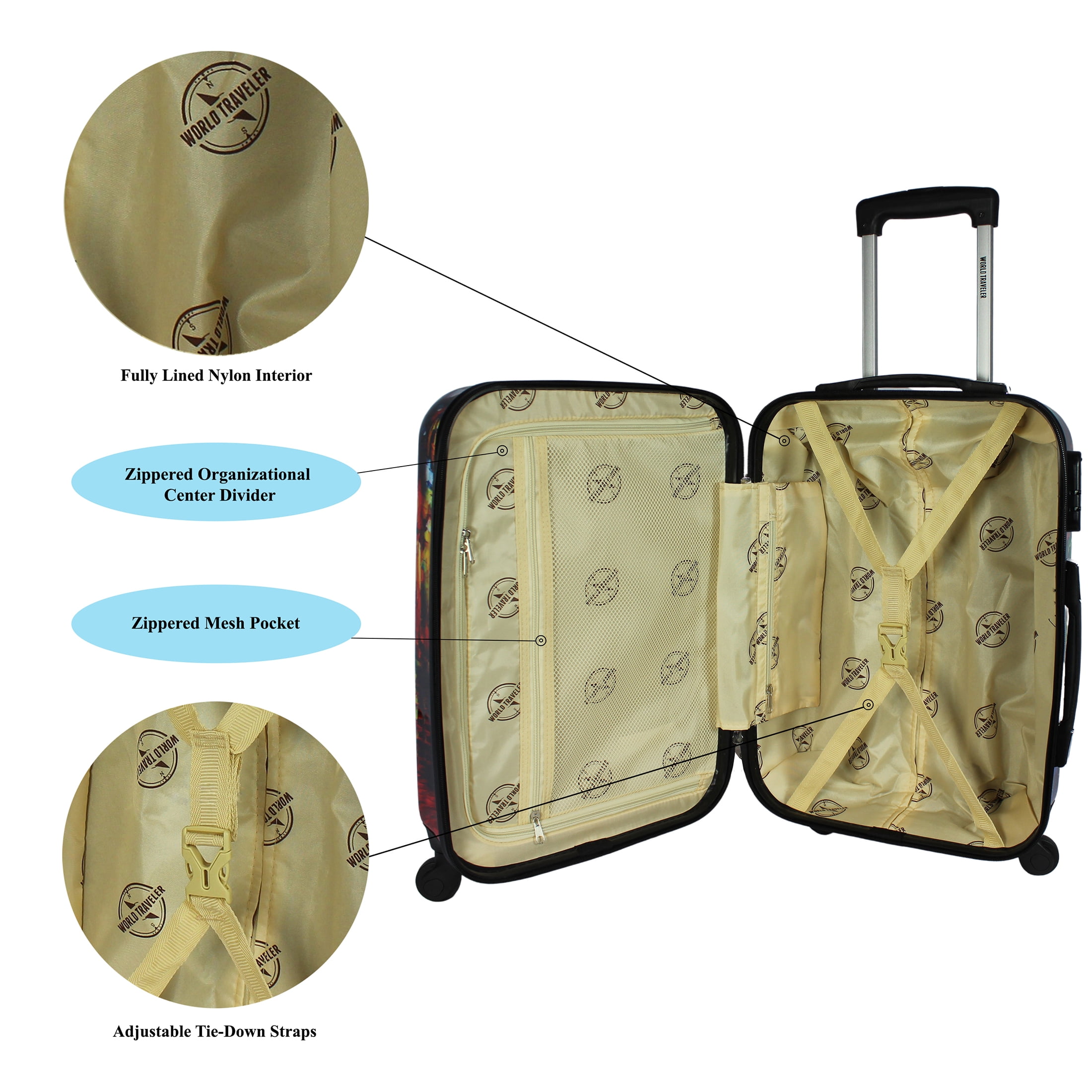 World Traveler 2-Piece Carry-On Hardside Spinner Luggage Set - Paris Nights