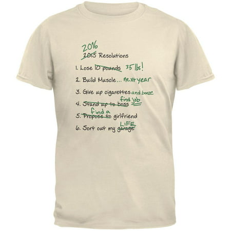 Funny New Years Resolution List Natural Adult T-Shirt -