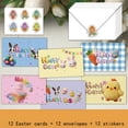 thumbnail image 4 of 12 Pack Easter Cards with Envelopes & Stickers, Happy Easter Greeting Cards Cartoon Bunny Card for Classroom Exchange, Spring Colorful Eggs Bunny Blank Card Holiday Supplies (Mix Color B), 4 of 4