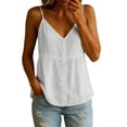 thumbnail image 2 of Women Summer Tank Tops Casual V Neck Spaghetti Strap Cami Tops Loose Beach Sleeveless Shirts Blouses,White ,XL, 2 of 10