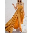 thumbnail image 2 of Women's Surplice Tie Waist Maxi Dress 100% Polyester Flowing Silhouette Elegant Flowy Everyday Occasion Ready Chic, 2 of 15