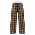 thumbnail image 7 of Iyufng Plus Size Women Checkered Wide Leg Pants Summer Elastic Waistband Casual Trousers, 7 of 7