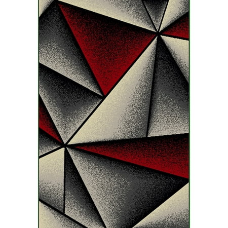 5x8 Rug Mat - KING Modern Contemporary Abstract 5X8 5x7 Rug Carpet 7210 Grey Gray Red