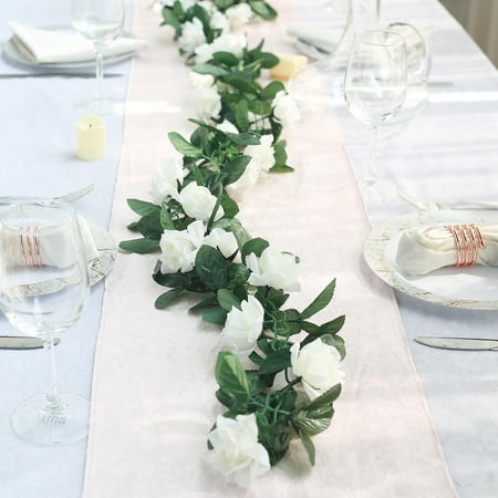 24 Peach Roses - Efavormart 6 FT Long 3D Rose Chain Garland Wedding Supply for DIY Wedding Arrangements Party Baby Shower Decorations