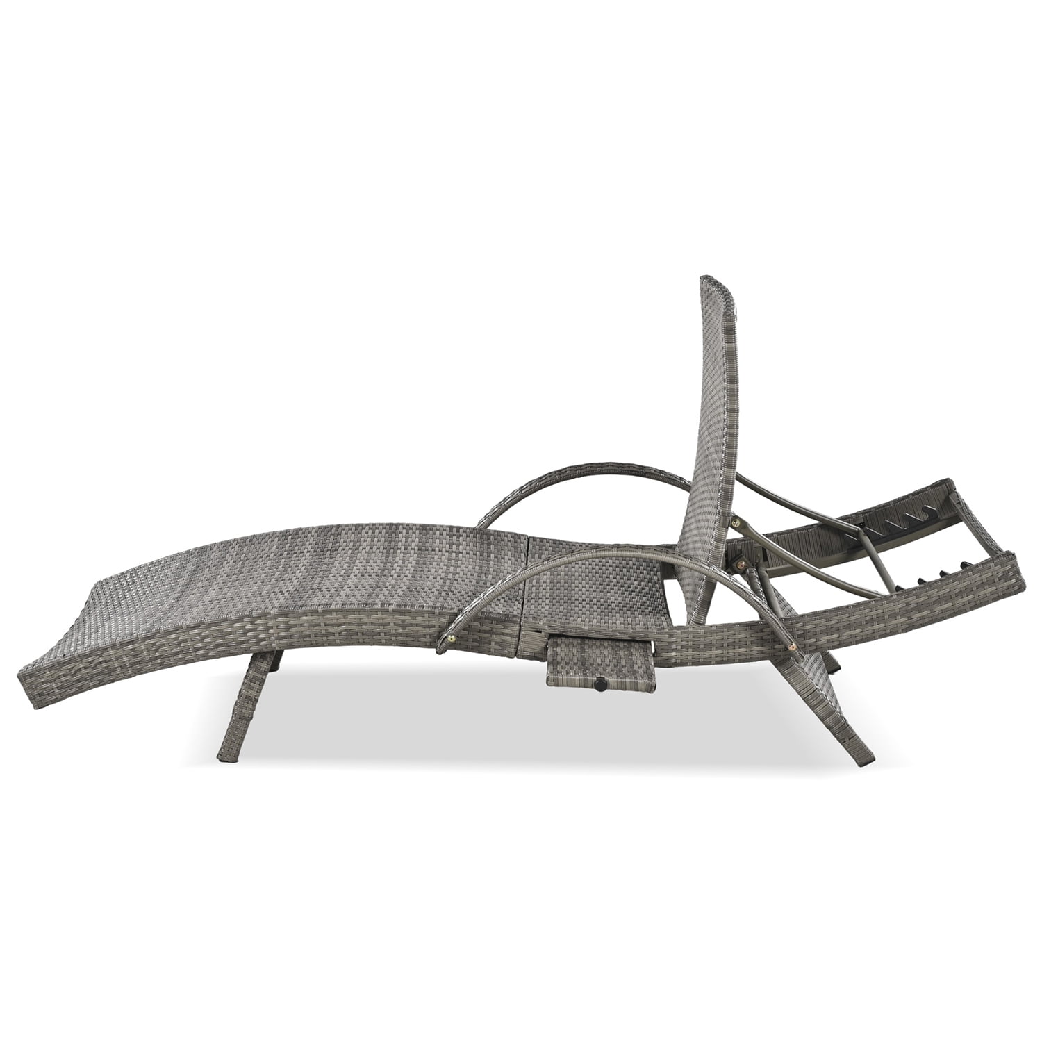 Aimee Lii Set of 2 Patio Wicker Adjustable Backrest Ergonomic Chaise Lounge Chairs with Pull-out Side Table, Convenient and Comfortable, Gray Aimee Lii Set of 2 Patio Wicker Adjustable Backrest Ergonomic Chaise Lounge Chairs with Pull-out Side Table, Convenient and Comfortable, Gray