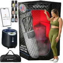 LifePro Revivify Deluxe Portable Sauna Box with Red Light Therapy – Full Body Steam Sauna Tent for Home Use with Adjustable Heat, Remote Control, Essential Oil Diffuser & Waterproof Design