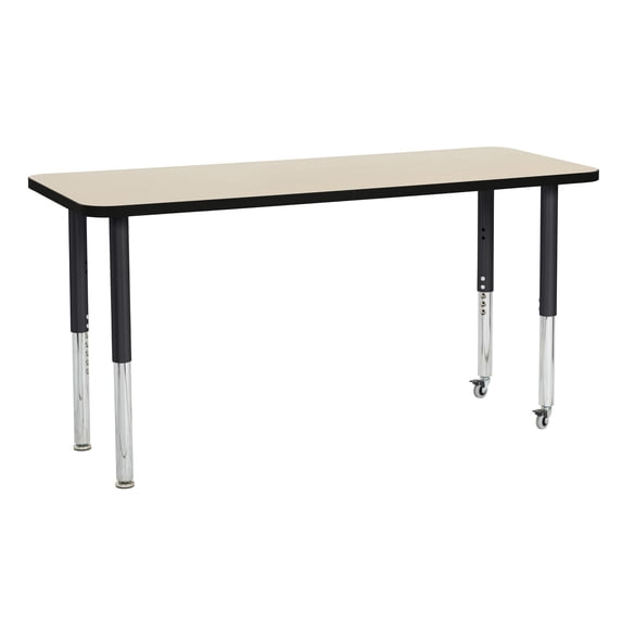 ECR4Kids 24in x 60in Rectangle Everyday T-Mold Adjustable Activity Table Maple/Black/Black - Super Leg