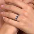 thumbnail image 4 of Gem Stone King 1.36 Cttw Lab Grown Diamond Blue Created Sapphire and White Moissanite Engagement Ring for Women | 925 Sterling Silver | Cushion 5MM | Gemstone Birthstone (Size 9), 4 of 6