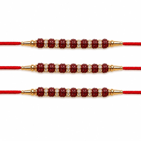 Premium Designer Rakhi Bracelet Set of 3 with Traditional Woven Threads, Decorative Charms, Handmade Craftsmanship for Raksha Bandhan Festival