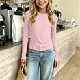 thumbnail image 2 of THDHVS Girls Long Sleeve Shirts,Modal Solid Color Long Sleeve T-shirt Thin Casual Base Layer Fashion Wear for Girls,Girls Tops Pink 1-2 Years, 2 of 10