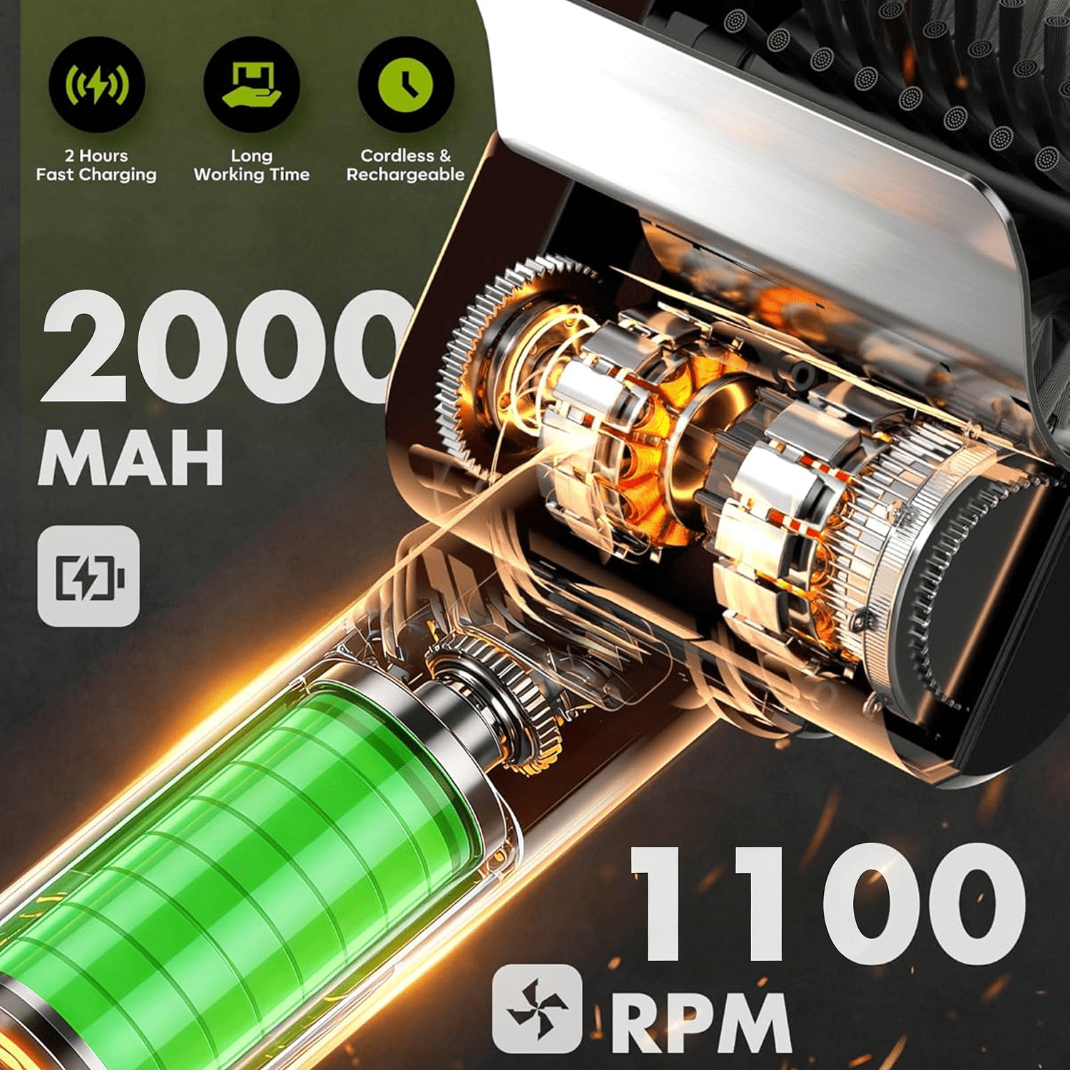 Merryhome Cordless Electric Grill Brush,Rechargeable-1100PRM-High Speed Rotating Grill Cleaner with 304 Stainless Steel Brush Head,Grill Cleaner for BBQ Grates & Griddles,BBQ Father's Day Gift