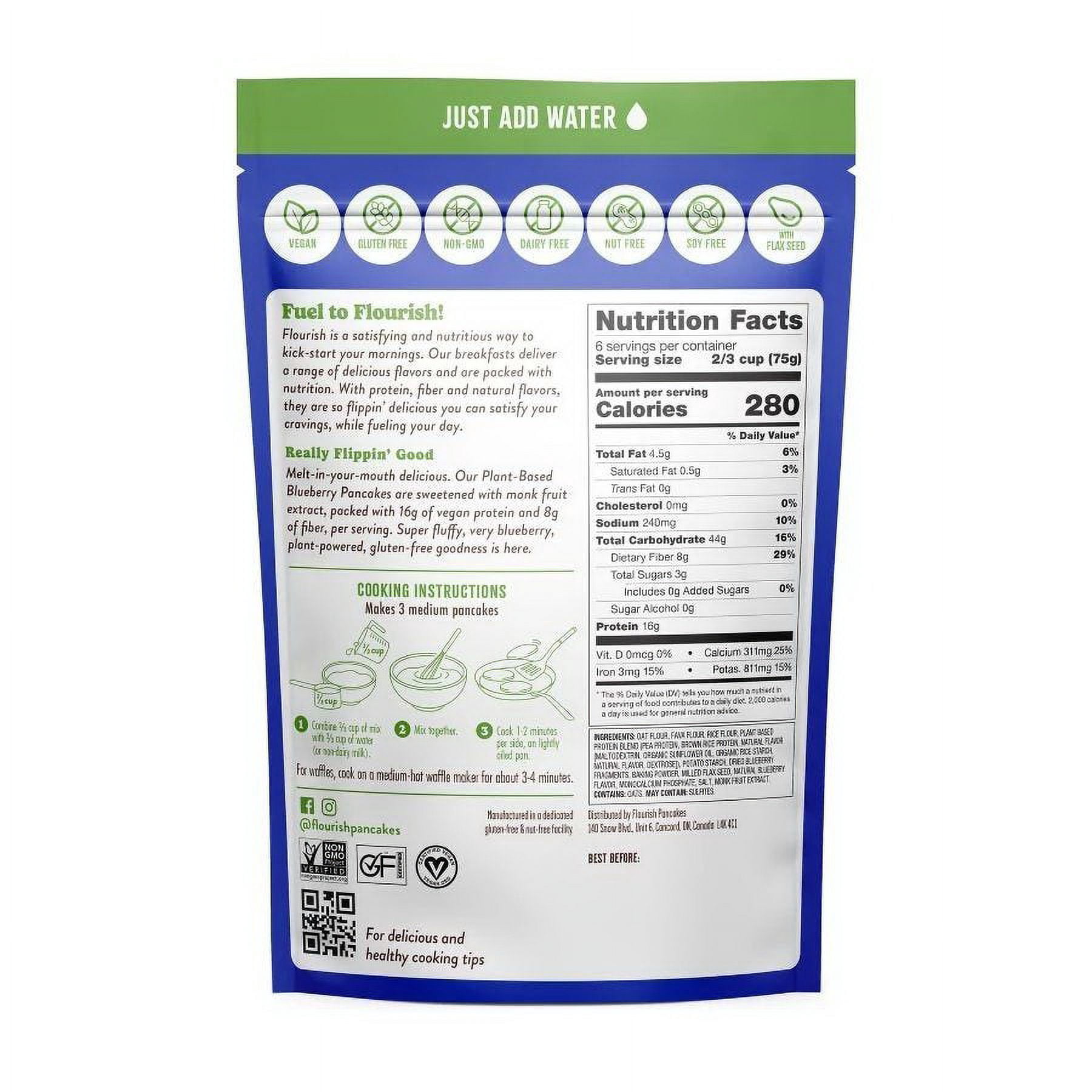 Flourish Plant-Based Blueberry Pancake Mix 16 oz.
