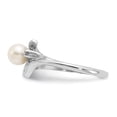 thumbnail image 3 of Solid 14k White Gold 5mm Freshwater Cultured Pearl VS Diamond Ring Band Size 8.5 (.01 cttw.), 3 of 6