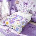 thumbnail image 2 of Meiyoeat Garden Flower D Letter Twin Comforter Sets for Women Girls, Purple Cute Groovy Daisy Bedding Set, Reversible, 2-Piece, 2 of 6
