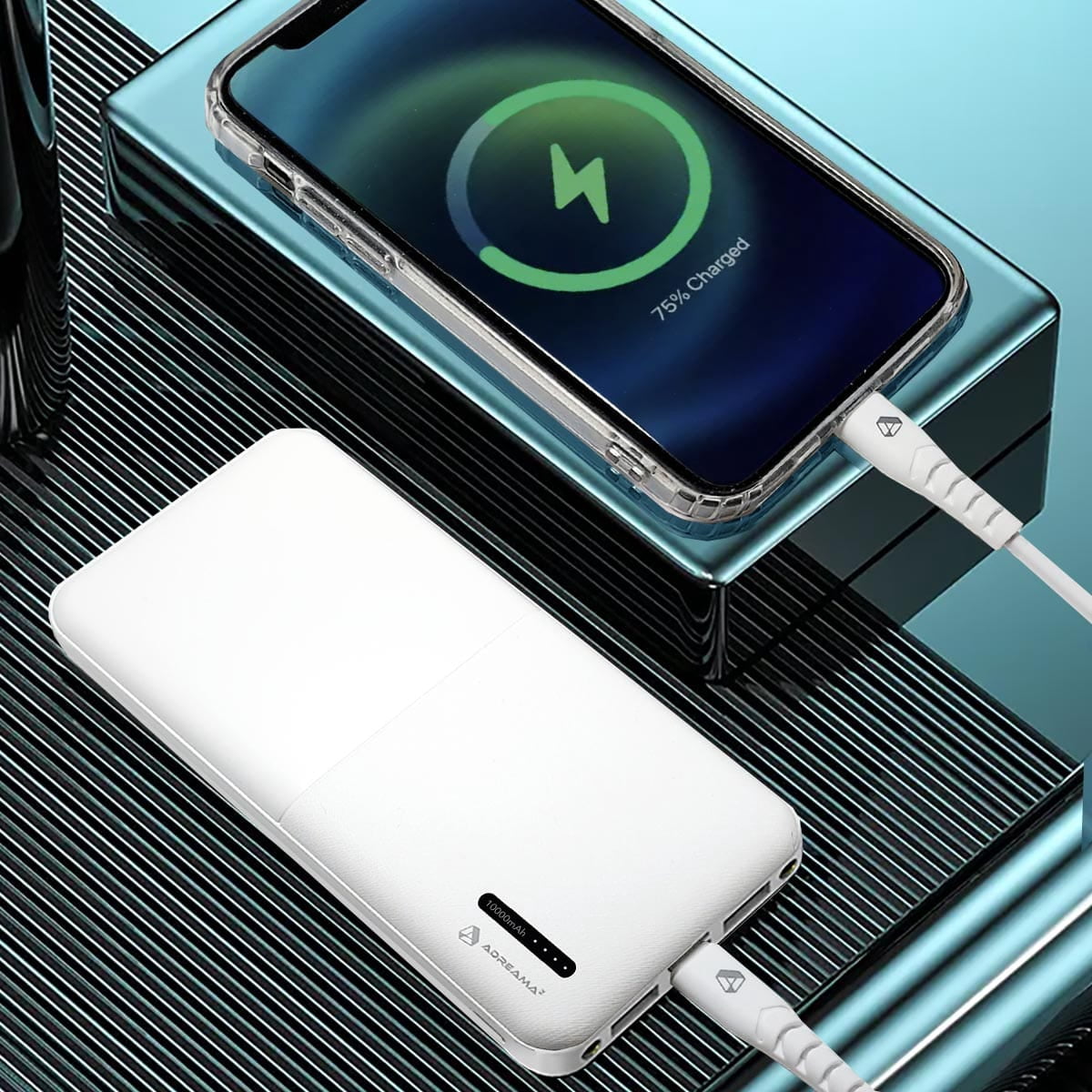 Adreama 10000mAh Fast Charge Power Bank 18W, White