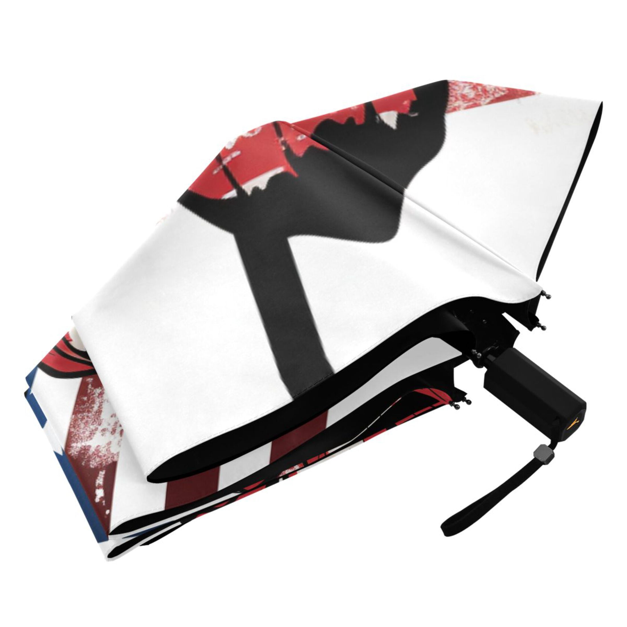 American Flag and Flower Compact Sun Umbrella Windproof Travel Umbrellas for Rain Strong Portable UV Protection