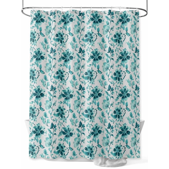 Turquoise Leaves Floral Shower Curtain Set ,Waterproof Fabric Shower Curtains Abstract Vintage Country Texture Shower Curtains for Bathroom,Bathroom Decor 36"x72"