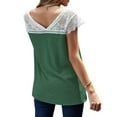 thumbnail image 5 of NFTOEIULA Women Ruffle Trim V Neck Lace Shoulder 1/4 Sleeve T-Shirt, 5 of 7
