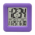 thumbnail image 1 of Reloj despertador de cubo de silicona 12/24 horas Números grandes Pantalla LCD Luz nocturna Alarma digital Púrpura Methold EL1135-00B, 1 of 2