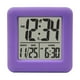 thumbnail image 1 of Reloj despertador de cubo de silicona 12/24 horas Números grandes Pantalla LCD Luz nocturna Alarma digital Púrpura Methold EL1135-00B, 1 of 2
