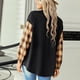thumbnail image 4 of Blusa Solapa Cuadros Elástico Manga larga Bolsillo Un solo pecho Moda Casual Tops, 4 of 8
