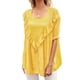 thumbnail image 2 of Camiseta de mujer de manga corta, cuello redondo, camisa con volantes, camiseta suelta de verano, amarillo, L Advancent AP001237-11, 2 of 7