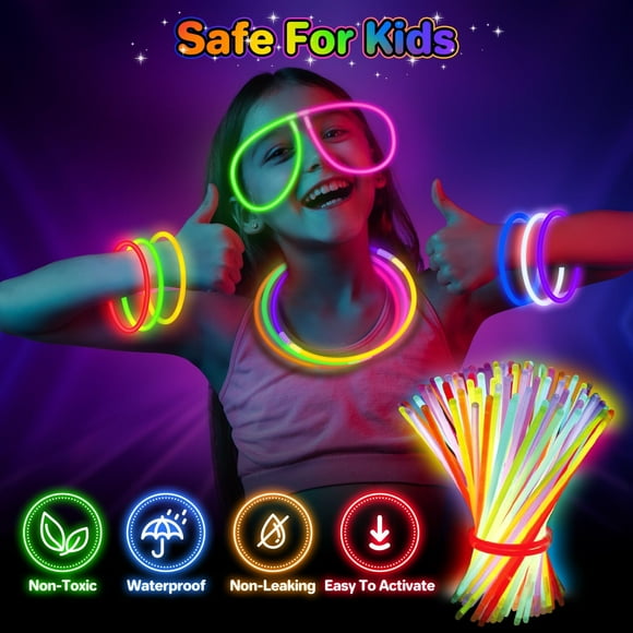 SpringFlower 100 PCS Glow Sticks Bulk Party 8" Glow In The Dark Party Supplies Light Sticks For Party Glow Necklaces And Bracelets For Kids Or Adults