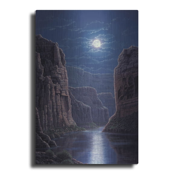Luxe Metal Art 'Moonlit Pass' by R. Hed, Metal Wall Art, 16"x24"