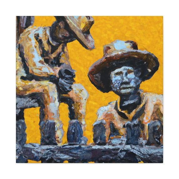 Cowboy at Sunset Fence - Canvas