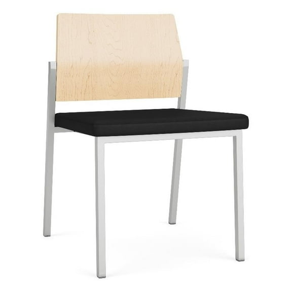 Avon Reception Armless Chair UPH Seat HPL Back / Silver Steel / Natural / Black