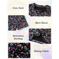 thumbnail image 4 of Happy Cherry Sparkly Dance Outfits for Girls 2 Pieces Kids Shiny Metallic Short Sleeve Crop Top with Pleated Skirt Set Leopard Dancewear Performance 5-6 Years Black, 4 of 6
