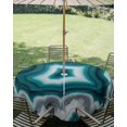 thumbnail image 3 of Outdoor Tablecloth with Umbrella Hole Zipper Green Agate Round Tablecloth 60" Waterproof Outside Table Cloth Ombre Modern Abstract Art Patio Table Cover Tablecloths for Picnic Party, 3 of 8