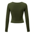 thumbnail image 3 of Made by Johnny Women's Deep V Neck Long Sleeve Cross Wrap Fitted Crop Top M OLIVE, 3 of 6