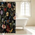 thumbnail image 3 of Erosebridal Boho Dragonfly Shower Curtain 72Wx72L,Cartoon Floral Bathroom Curtain,Black Green, 3 of 5