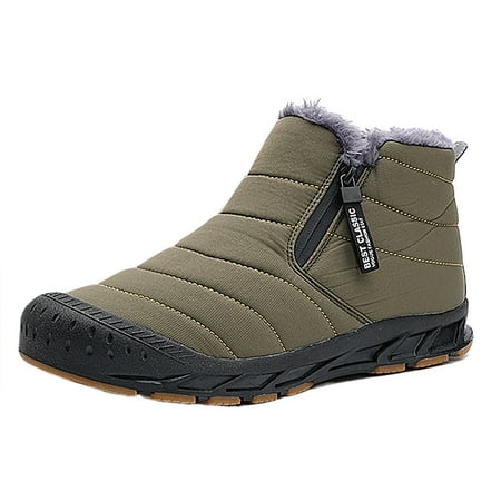

Daznico Boots for Women Women Winter Solid Oversized Snow Boots Thick High Top Warm Plush Cotton Short Boots Green 9