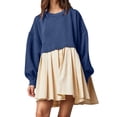 thumbnail image 1 of Robe Chandail en Molleton Oversize pour Femmes, Manches Longues, Col Rond, Décontractée, Été, 224 Tops, Coupe Décontractée, Mi-Longue, 1 of 5