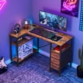 thumbnail image 3 of CONCETTA 47"L Shaped Computer Desk with 3 Drawers, Power Outlets, USB Ports, and Monitor Stand, Corner Gaming Desk for Home Office,Rust, 3 of 7