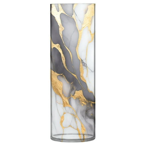 JSTEL Black & Gold Marble Modern Flower Vase Decorative Floreros for Home Decor Bedroom Living Room Office Table Shelf Bathroom
