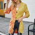 thumbnail image 3 of SWSMCLT Women's V Neck Long Cardigan Sweater Spring Warm Knitwear Long Sleeve Sweater Long Button Soft Fall Fashion Holiday Yellow Medium, 3 of 5