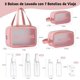 thumbnail image 2 of Bolsa de Tocador, bolsa de maquillaje impermeable, 3pk cosmetiquera transparente con 7 botellas de viaje, Bolsa de Baño para Viaje, para viajes, natación, fitness, almacenamiento en el hogar, Rosa, 2 of 4