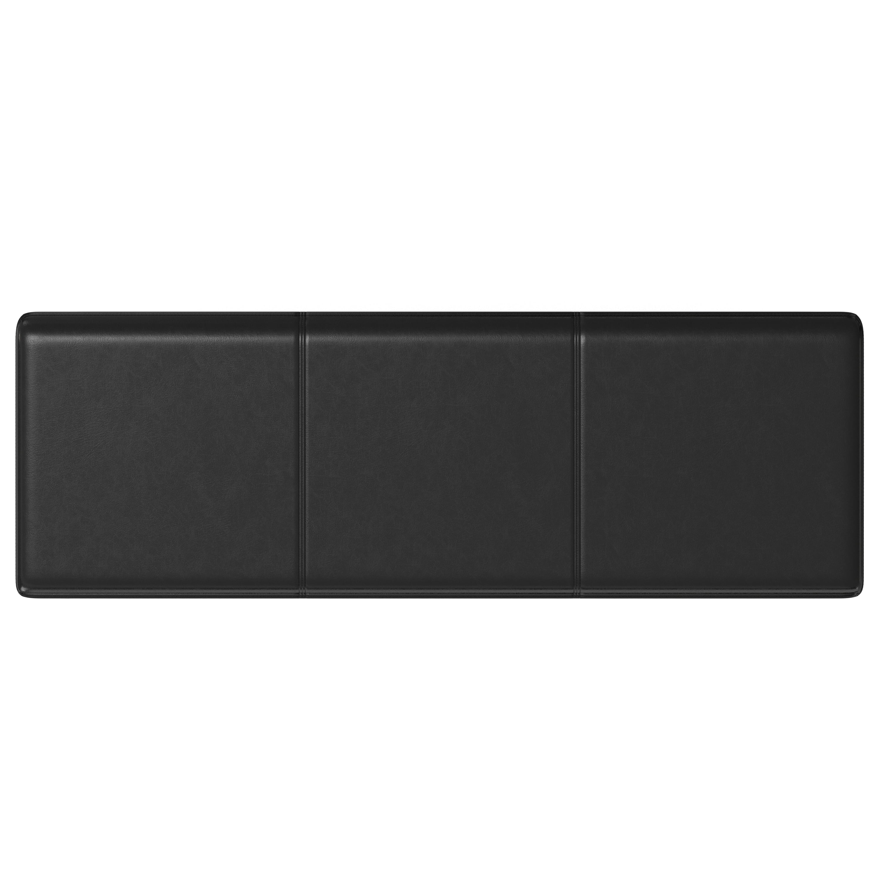 Avalon 54 inch Wide Contemporary Extra Large Storage Ottoman Bench in Midnight Black Vegan Leather