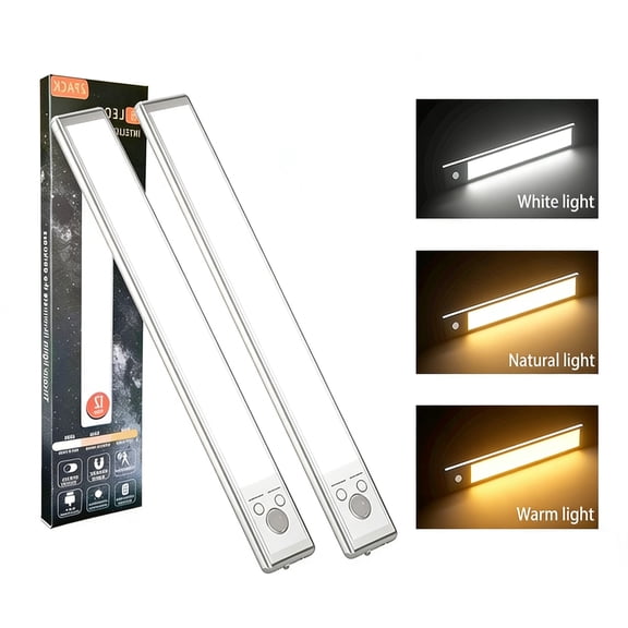 9.5inch Under Cabinet Lighting, 2 Pack Rechargeable Sensor Light, Wireless Under Counter Lights for Kitchen, Stairs,Study