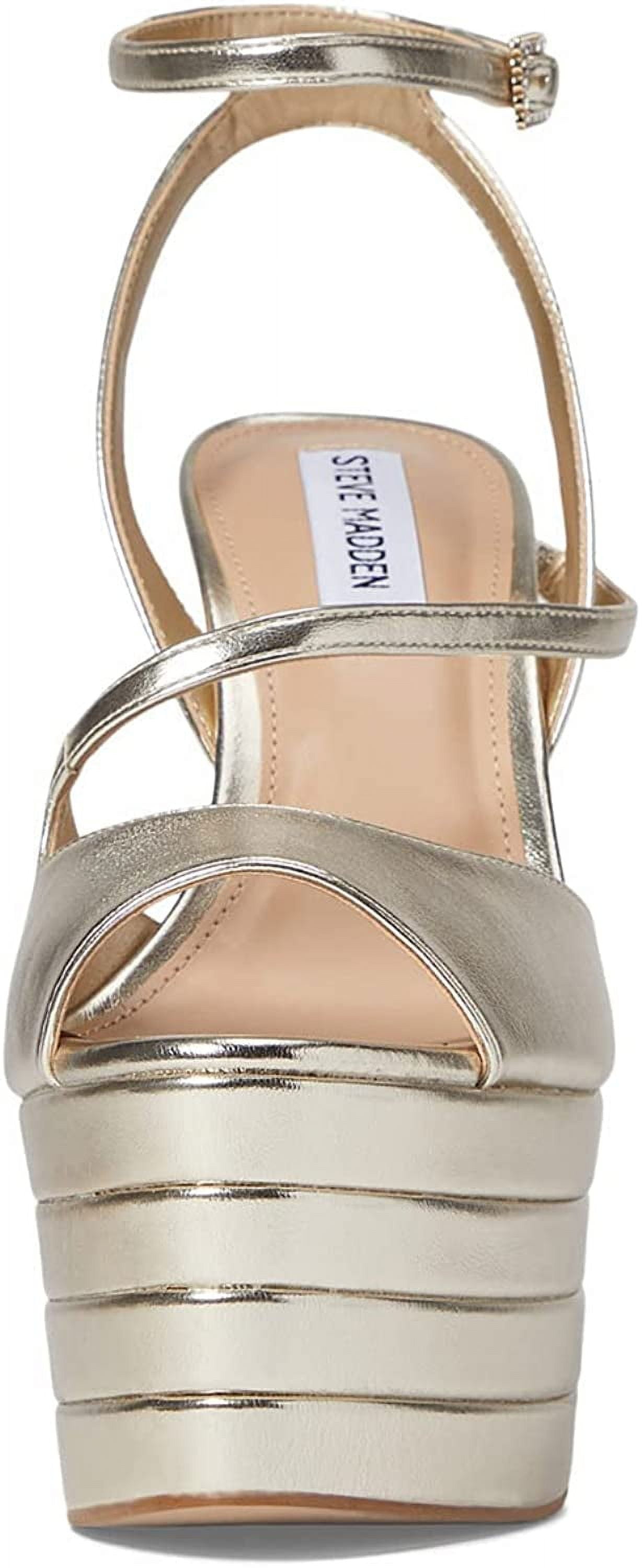 Steve madden ヒールストラップ サンダル ゴールド／シルバー Amazon.com | Steve Madden Women's Confeti Heeled Sandal