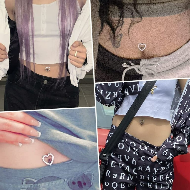 Surgical Steel Reverse Top Down Back Belly Ring Chain With White CZ Crystal Wings Surgical Steel Reverse Top Down Back Belly Ring Chain With White CZ Crystal Wings