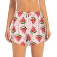 thumbnail image 2 of Pofeuu Hand Drawn Watermelon Print Women's Athletic Shorts Running Workout Shorts Tummy Control Quick Dry Gym Shorts with Pockets Double layer sports shorts-Large, 2 of 7