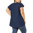 thumbnail image 4 of Unique Bargains Women's Plus Drawstring Split V Neck Flutter Sleeve Tunic Top, 4 of 8