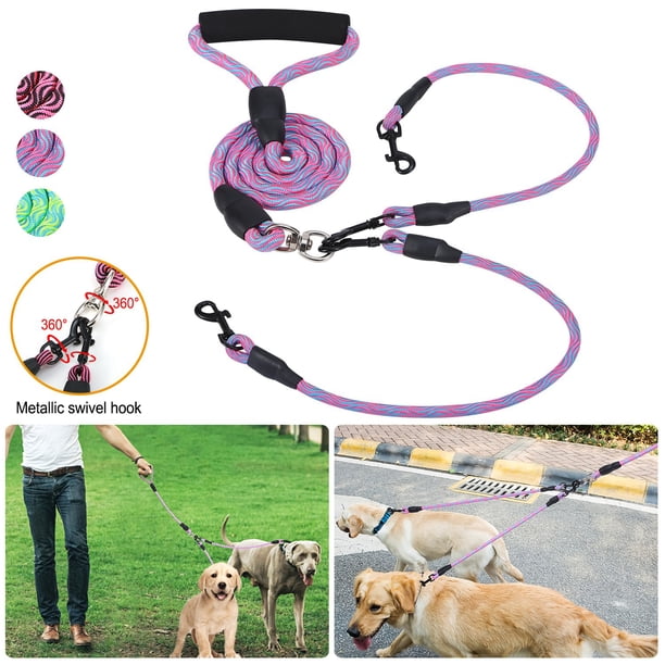 iMountek Double Dogs Leash NoTangle Dogs Lead Reflective Dogs Walking Leash Wth Swivel Coupler