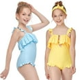 thumbnail image 5 of Bullpiano Toddler Girls Ruffled Swimsuits Breathable One Piece Solid Bathing Suits for Kids Quick Dry Summer Beach Swimwear Princess Beachwear 2-12T, 5 of 5